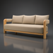 Surya Palma outdoor sofa with natural teak wood frame, beige Sunbrella upholstery, and PE rope arm detail.