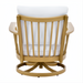 Surya Cape Town outdoor swivel chair with wheat hand-painted aluminum frame and white Sunbrella® cushions.