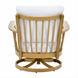 Surya Cape Town outdoor swivel chair with wheat hand-painted aluminum frame and white Sunbrella® cushions.