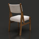 Surya Bergene dining chair with light beige upholstery and a brown natural rubber wood frame.