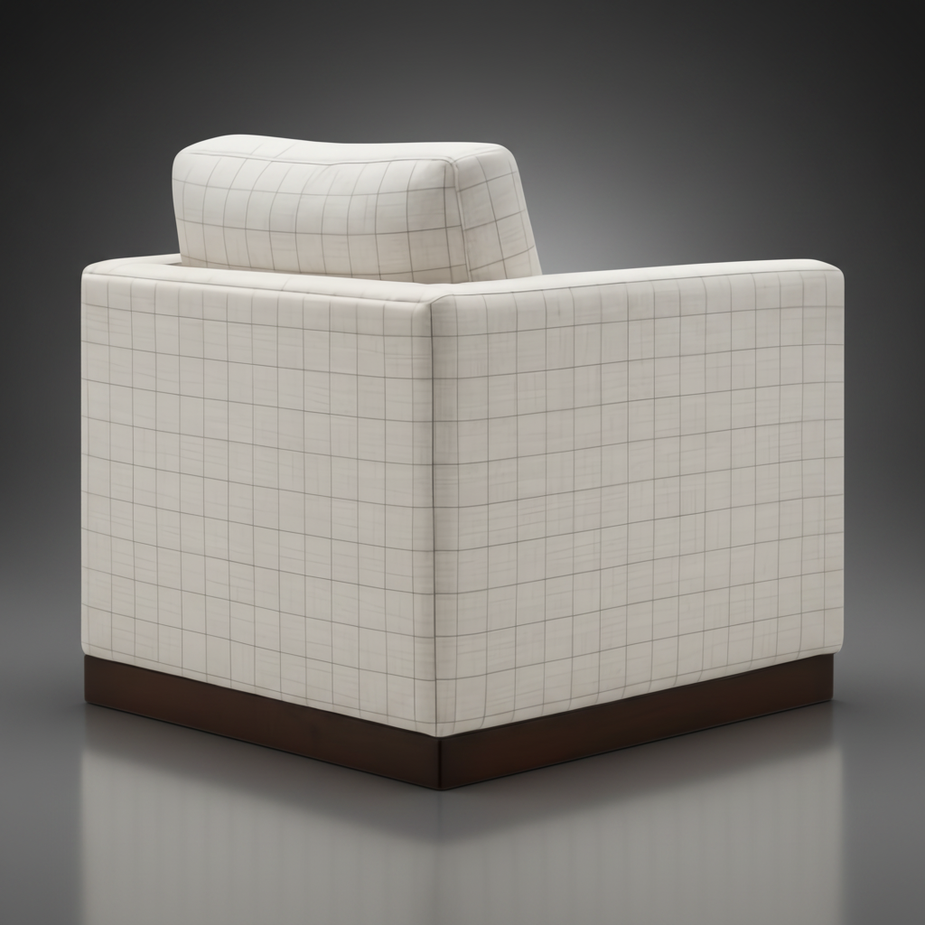 Surya Glendon GEL-001 swivel chair, light beige polyester-linen plaid, brown rubber wood base.