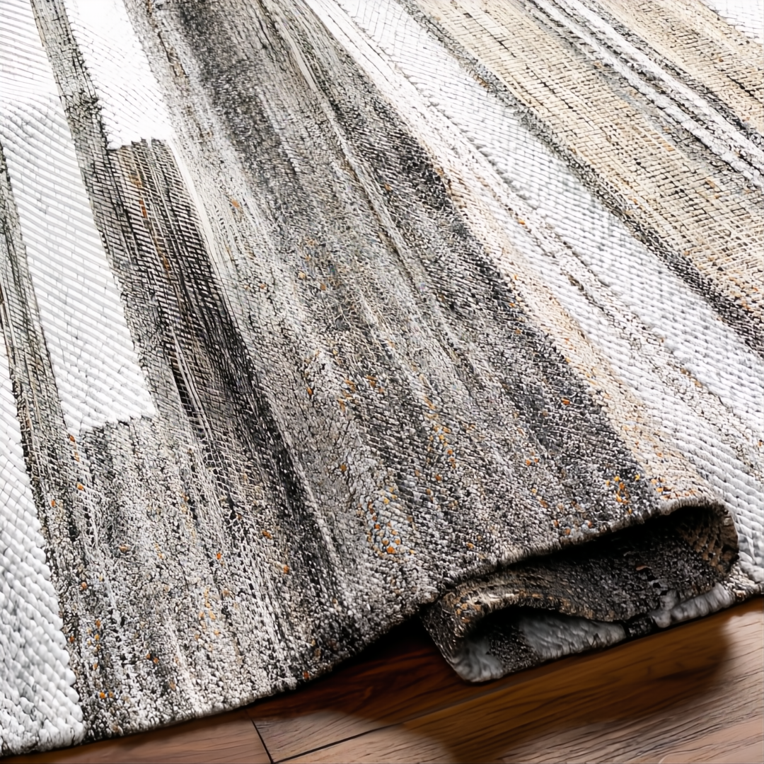Surya Azalea AZA-2334 hand-woven flatweave rug with contemporary striped design in recycled PET yarn.