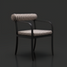 Surya Antibes dining arm chair with multi-color striped Sunbrella upholstery, quick-dry foam, and black aluminum base.
