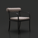 Surya Antibes dining arm chair with multi-color striped Sunbrella upholstery, quick-dry foam, and black aluminum base.