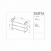 Surya Novelle Bookcase with white marble top, metallic bronze iron, stained acacia, and leather handles.