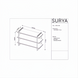 Surya Novelle Bookcase with white marble top, metallic bronze iron, stained acacia, and leather handles.