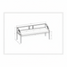 Line drawing of Surya Atra Bench with light beige upholstery, brown red oak base, and dimensions.