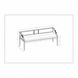 Line drawing of Surya Atra Bench with light beige upholstery, brown red oak base, and dimensions.