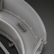 Gray hand-painted aluminum fire table with curved design and visible welds, showcasing its sturdy construction.