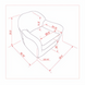 Line drawing of the Surya Perch Accent Chair with dimensions: 31.5"H x 35.75"W x 33.5"D.