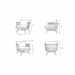 Line drawings of the Surya Arco Accent Chair from four angles, showing its dimensions.