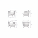 Line drawings of the Surya Arco Accent Chair from four angles, showing its dimensions.