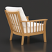 Surya Cape Town outdoor accent chair with white Sunbrella cushions and wheat hand-painted aluminum frame.