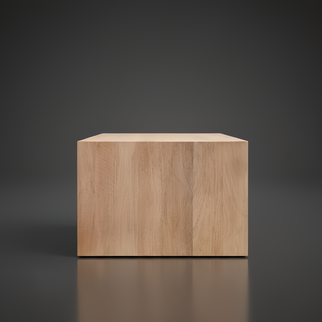 Minimalist modern rectangular mango wood coffee table with a light brown finish.