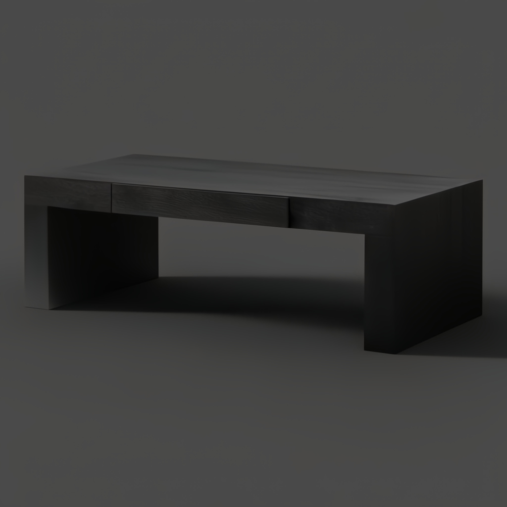 Surya Coburn black brushed mango wood coffee table with a soft-close drawer and storage.