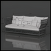 Winder Collection sectional left arm sofa with cream cushions and a woven base, showing dimensions.