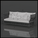 Winder Collection sectional left arm sofa with cream cushions and a woven base, showing dimensions.