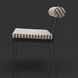 Surya Antibes outdoor dining chair with black powder-coated aluminum base and striped Sunbrella cushions.