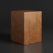 Surya Brax end table, a compact brown lacquered acacia wood block with visible wood grain.