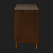 Surya Molander Scandinavian modern sideboard with brown oak veneer and metallic brass legs.
