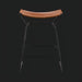 Surya Celerio brown lacquered leather counter stool with gray powder-coated iron base, 25"H.
