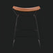 Surya Celerio brown lacquered leather counter stool with gray powder-coated iron base, 25"H.