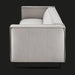 Light gray linen Surya Dylan sofa with a modern design and black iron base.