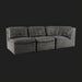 Surya Oryan RYAN-005 black 100% leather modular sofa with structured, tufted cushions.