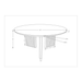 Technical drawing of the Surya Agnes AGNE-001 round brown mango wood coffee table with zigzag fluted legs.