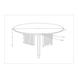 Technical drawing of the Surya Agnes AGNE-001 round brown mango wood coffee table with zigzag fluted legs.