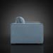 Surya Aira contemporary sofa with navy polyester upholstery and a brown rubber wood base.