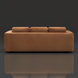 Surya Cahill modern camel polyester sofa with charcoal rubber wood base, 94"W.