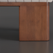 Close-up of Surya Lunara Ottoman's brown stained rubber wood base and striped polyester cushion.