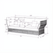 Line drawing of a Surya Winder Ottoman with dimensions, showing its outdoor design and cushioned profile.