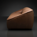 Surya Alba ALBA-002 brown leather sofa with cushioned seating and black feet.