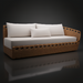 Marvella Sectional Right Arm sofa with light beige cushions and a woven brown wicker base.