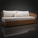Marvella Sectional Right Arm sofa with light beige cushions and a woven brown wicker base.