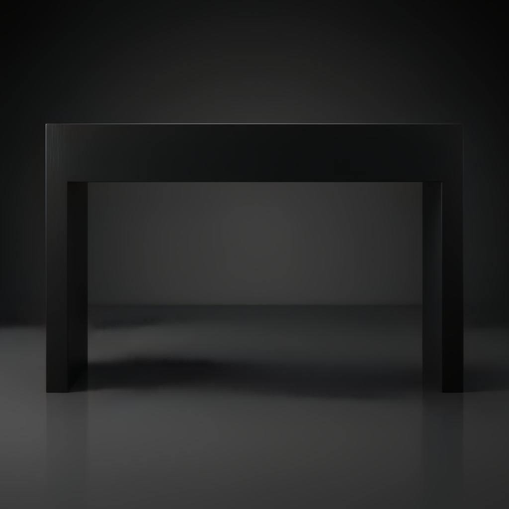 Surya Helene black lacquered oak veneer console table with a clean rectangular profile.