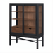 Surya Marin 55" black and brown bookcase with glass doors, adjustable shelves, and two drawers.