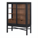 Surya Marin 55" black and brown bookcase with glass doors, adjustable shelves, and two drawers.