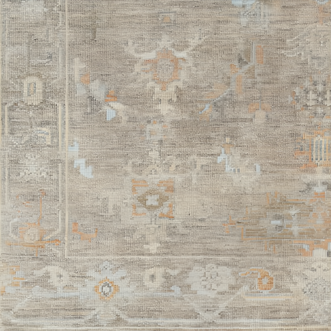 Surya Antalya AAT-2301 transitional wool area rug with subtle beige, orange, and blue distressed pattern.