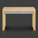Surya Helene console table: brown lacquered oak veneer, blue resin grasscloth drawers, brass knobs.