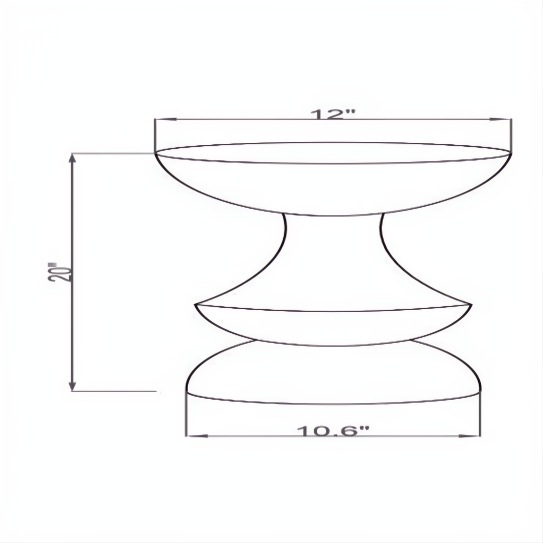 Surya Sheena End Table SHEN-001, a brown marble end table with an hourglass shape and dimensions.