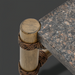Surya Porta outdoor coffee table with charcoal matte stone top, brown hand-painted aluminum base, and PE rope detail.