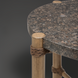 Surya Porta End Table with dark brown matte stone top, brown aluminum base, and PE rope detail.