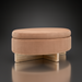 Surya Corson storage ottoman with brown and peach polyester upholstery and a light wood base.
