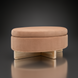 Surya Corson storage ottoman with brown and peach polyester upholstery and a light wood base.