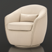 Surya Ariah beige swivel chair with polyester upholstery, iron base, and modern design.