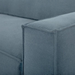 Close-up of a contemporary Surya Aira sofa with navy polyester upholstery and clean lines.