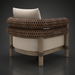 Surya Porta outdoor accent chair with brown wicker and aluminum frame, Sunbrella® acrylic cushions.